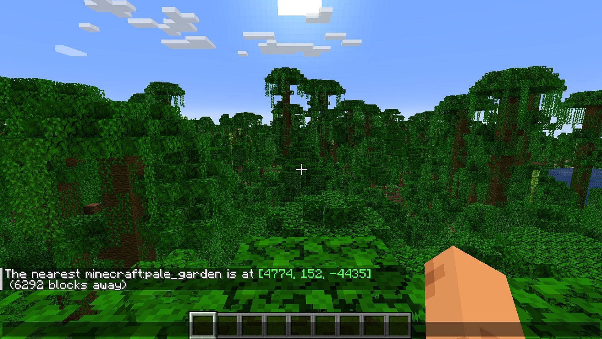 Use the locate command to find Pale Garden in Minecraft (Image via Mojang Studios)