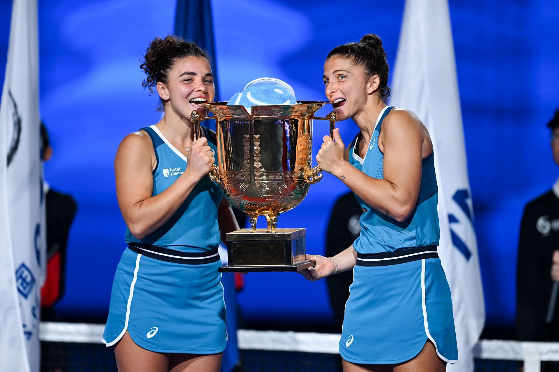 Jasmine Paolini and Sara Errani pictured at the 2024 China Open | Image Source: Getty