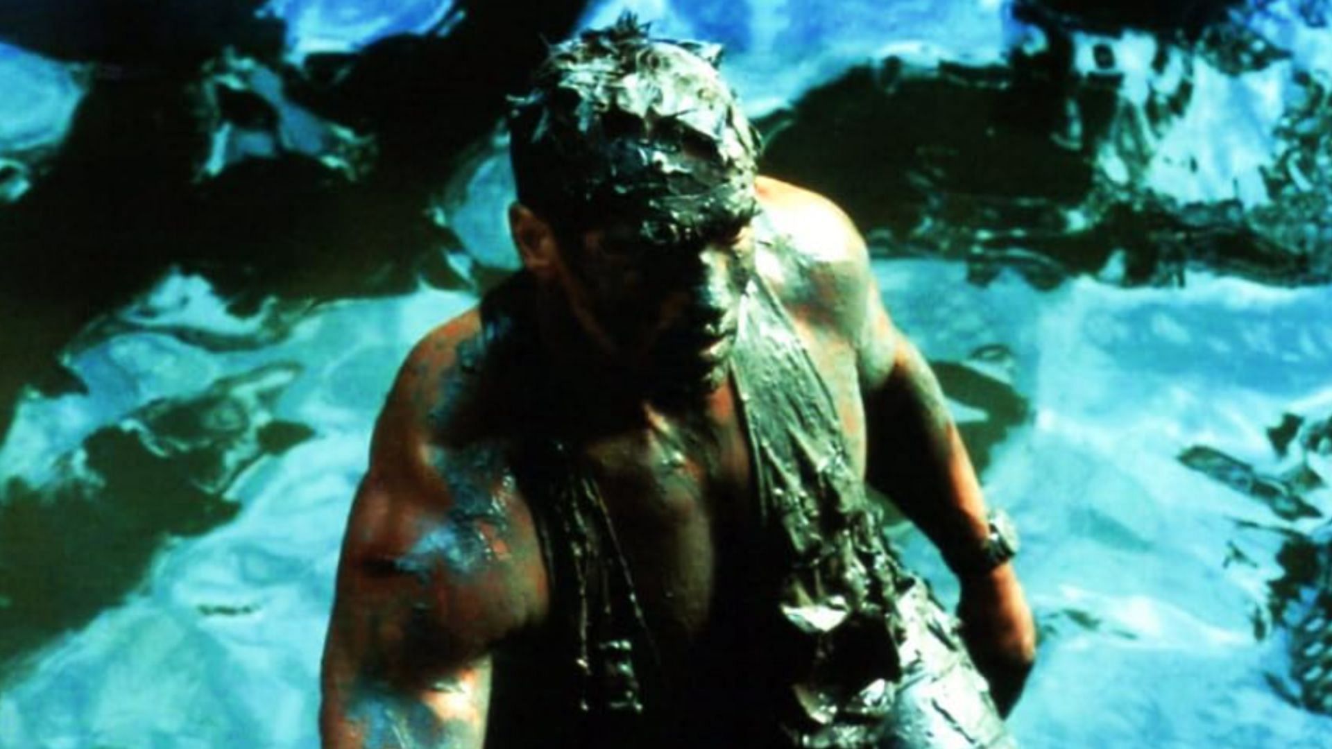 Arnold Schwarzenegger in Predator (1987) (a still from the movie via Twentieth Century Fox)