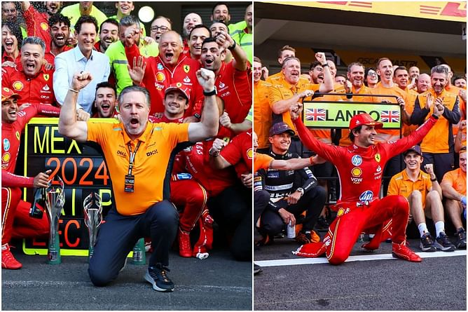 "Utter woke nonsense!": Fans react to McLaren and Ferrari personnel photobombing each other's group picture