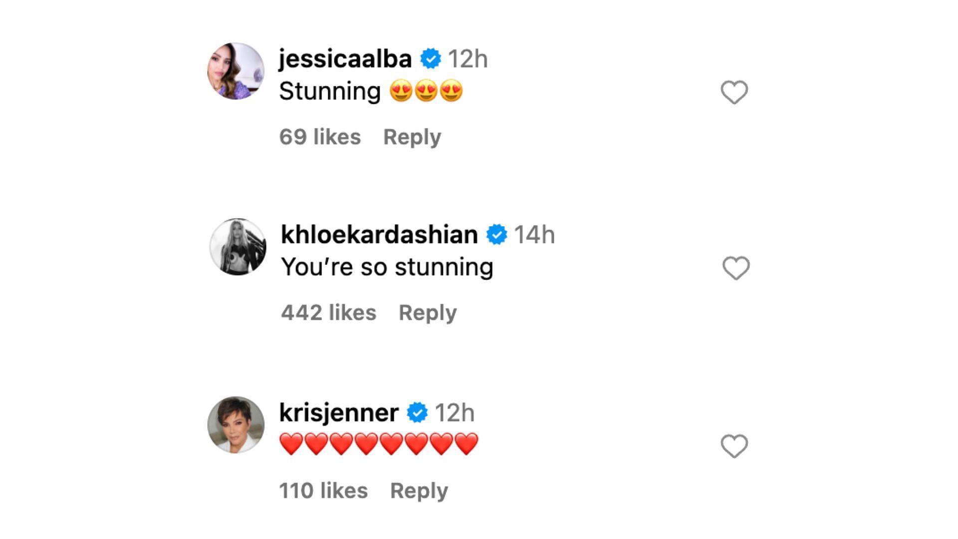 Jessica Alba, Khloe Kardashian and Kris Jenner comment on Bryant&#039;s Indian outfit. Photo Credit: Vanessa Bryant&#039;s IG account