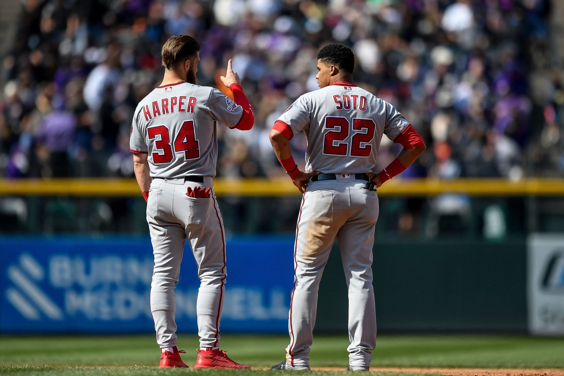 Juan Soto and Bryce Harper in their time playing for the Washington Nationals - Source: Getty