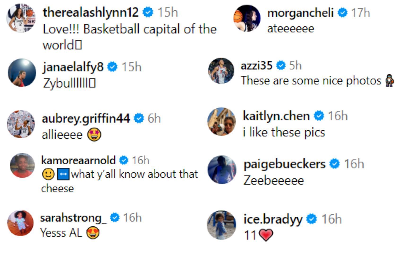 UConn players&#039; comments on Allie Ziebell&#039;s post