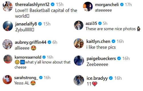 UConn players' comments on Allie Ziebell's post