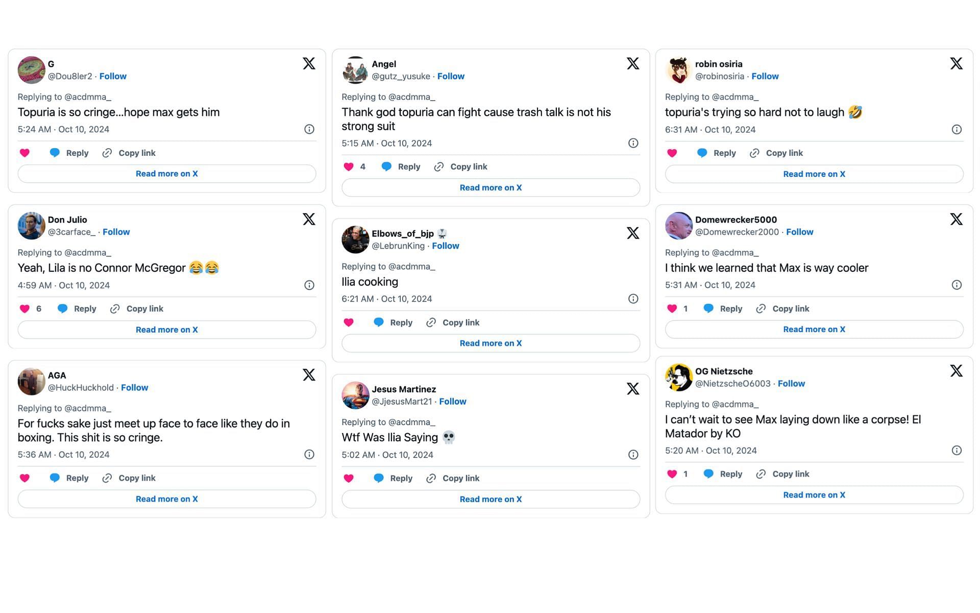 Fans react to recent back and forth between Ilia Topuria and Max Holloway [Screenshots courtesy: X]
