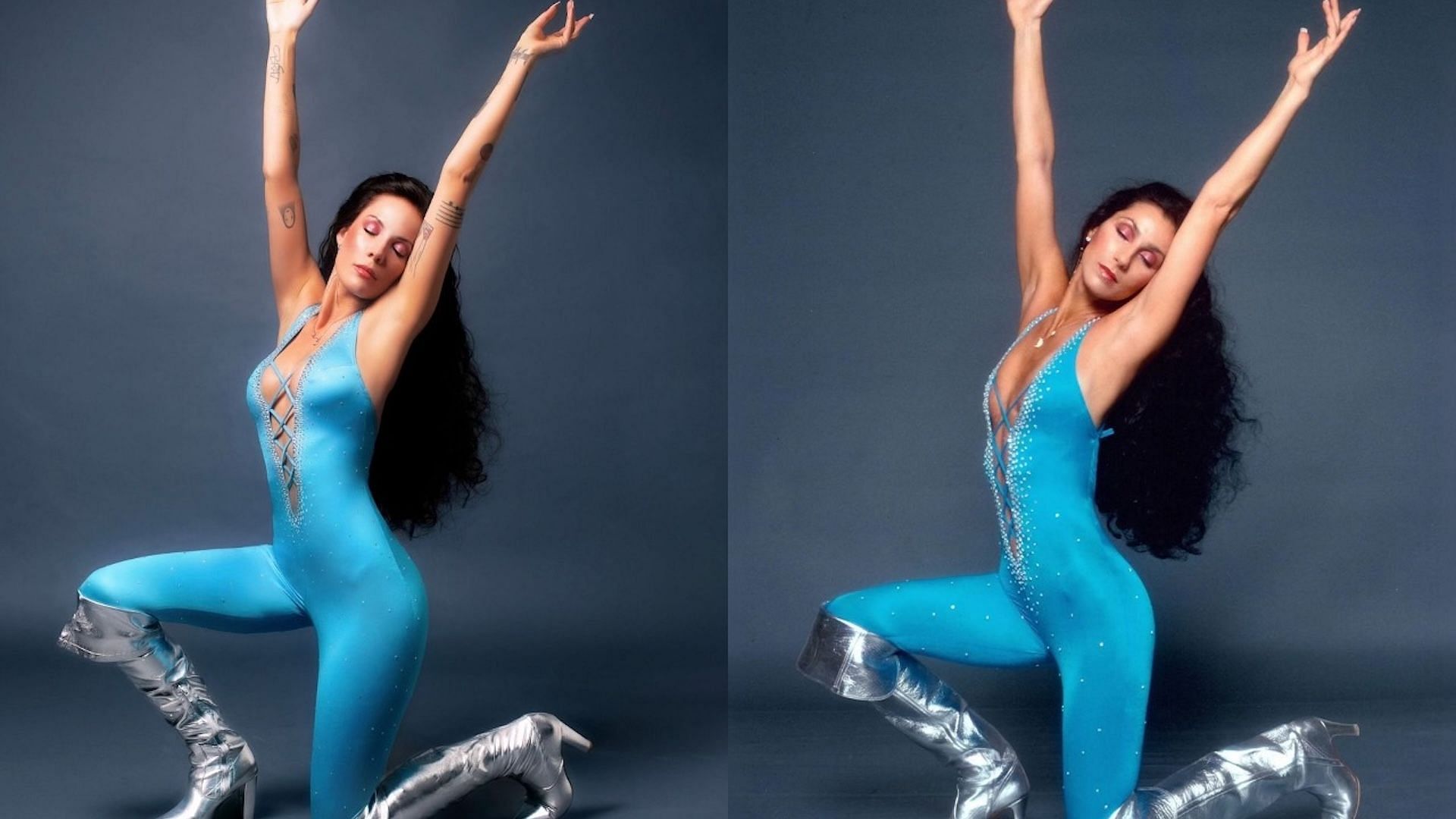 (side-by-side) Halsey and Cher&#039;s &quot;Bob Mackie&quot; photographs (Image via Instagram/@iamhalsey)