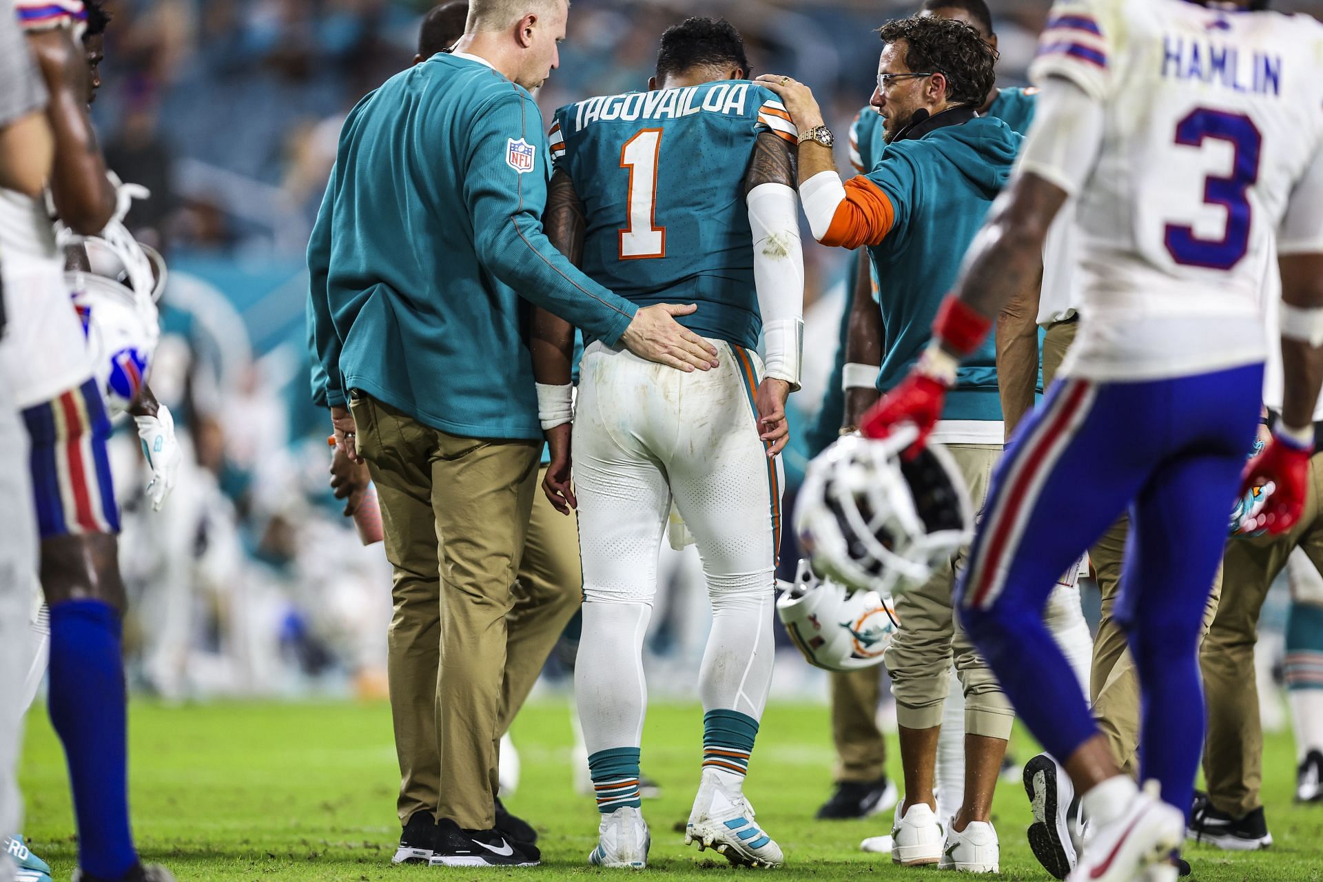 Tua Tagovailoa during Buffalo Bills v Miami Dolphins - Source: Getty