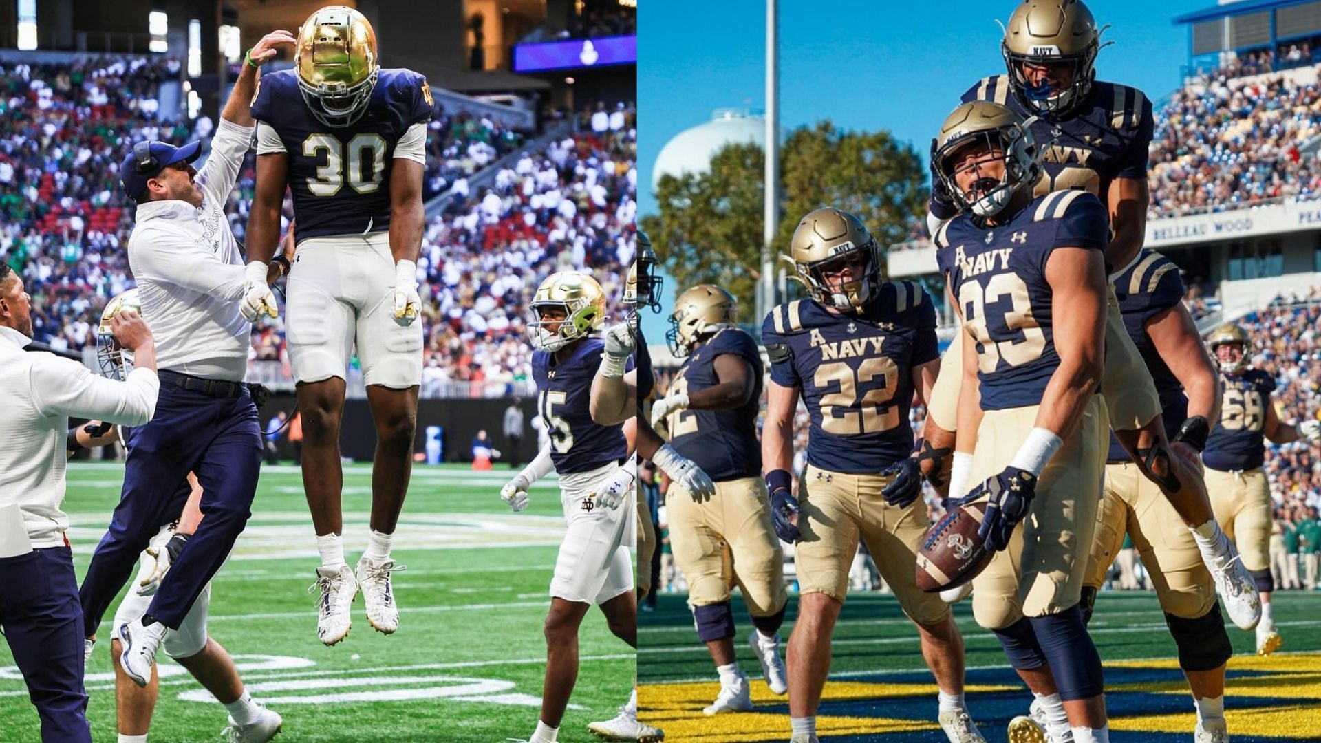 The Notre Dame &amp; Navy teams (Notre Dame &amp; Navy