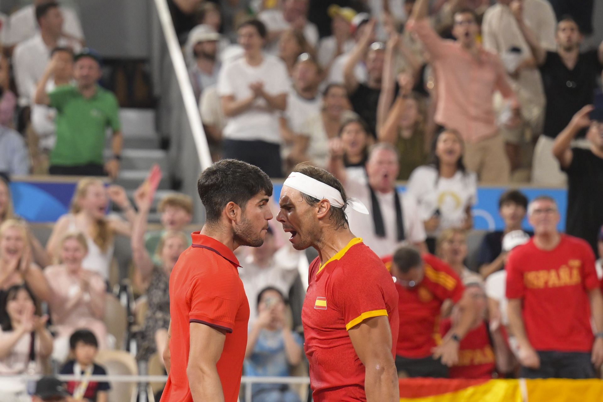 Carlos Alcaraz (L) pictured with Rafael Nadal at the 2024 Paris Olympics - Image Source: Getty