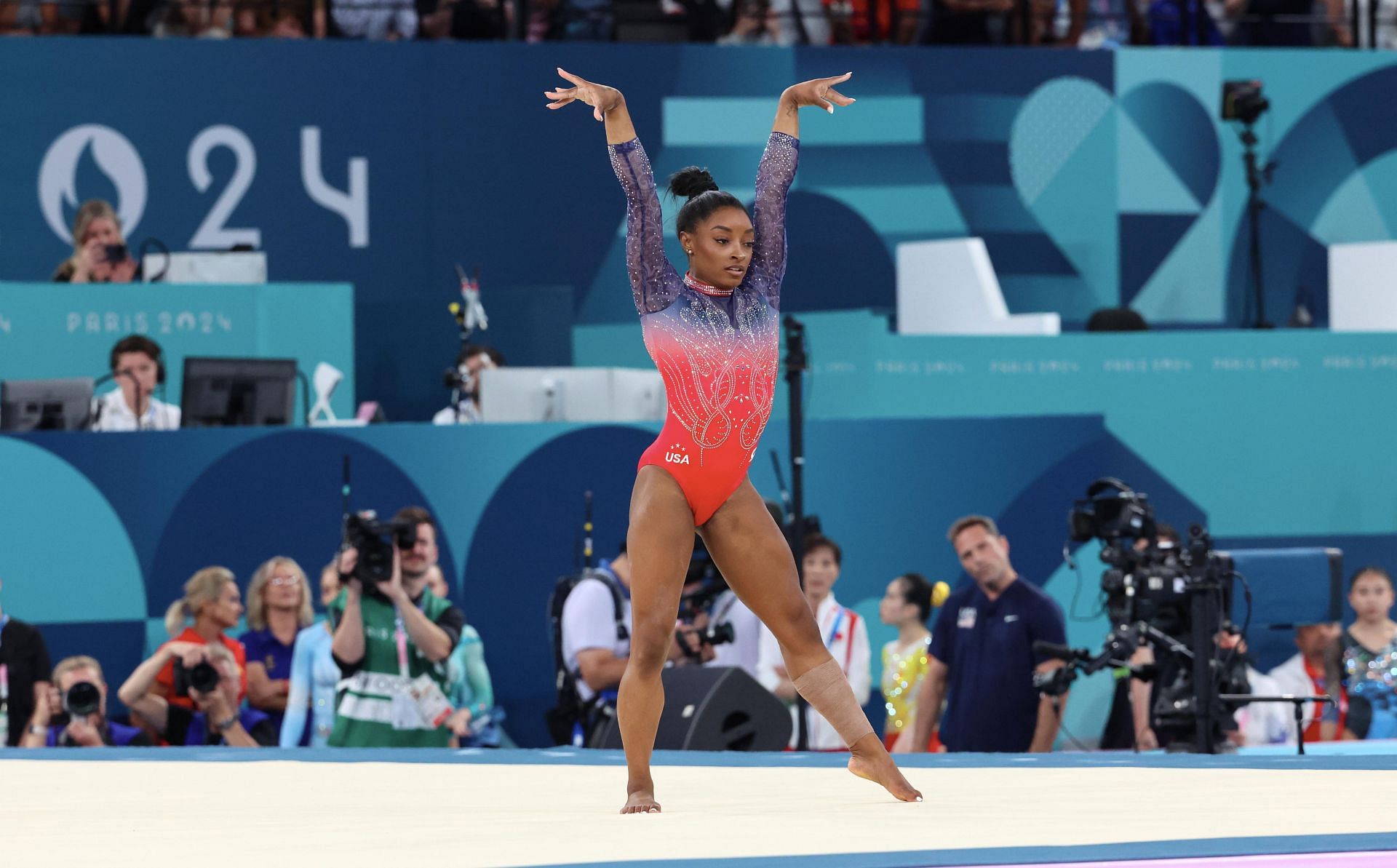 Simone Biles at Paris Olympics 2024. (Photo by Xavier Laine/Getty Images)