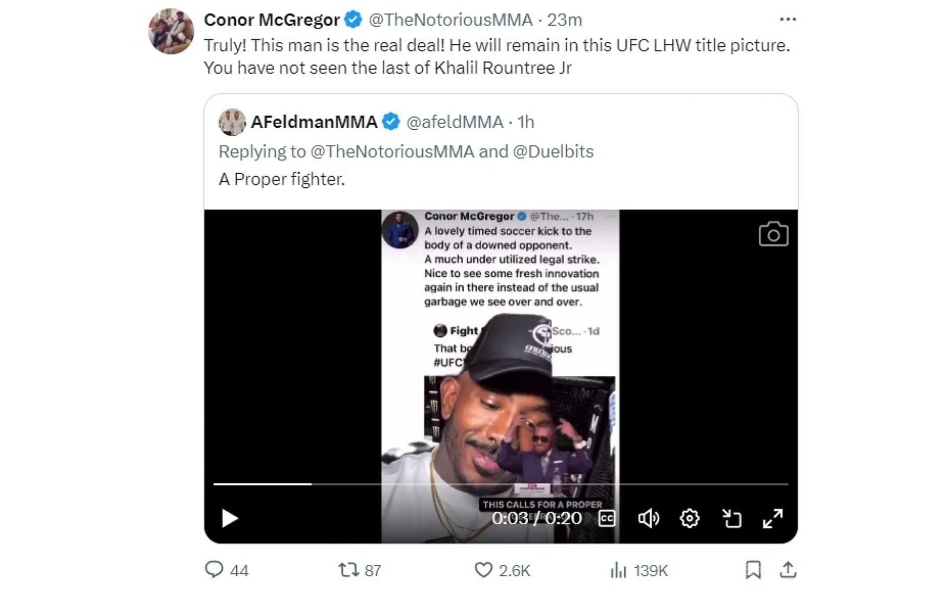 Screenshot of Conor McGregor's now-deleted post on X.