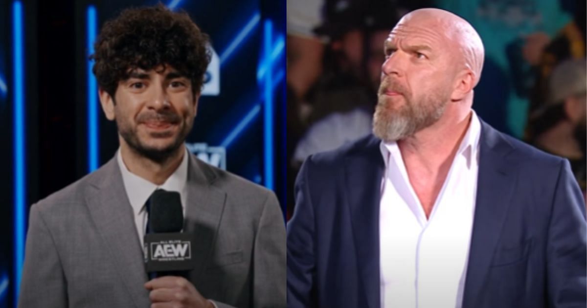 Tony Khan (left) and Triple H (right) [Source; AEW and WWE YouTube]