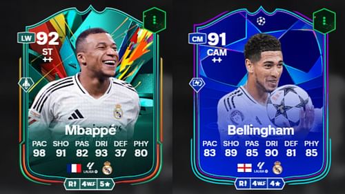 Mbappe Total Rush and Bellingham UCL RTTK cards (Images via FUTBIN || EA Sports)