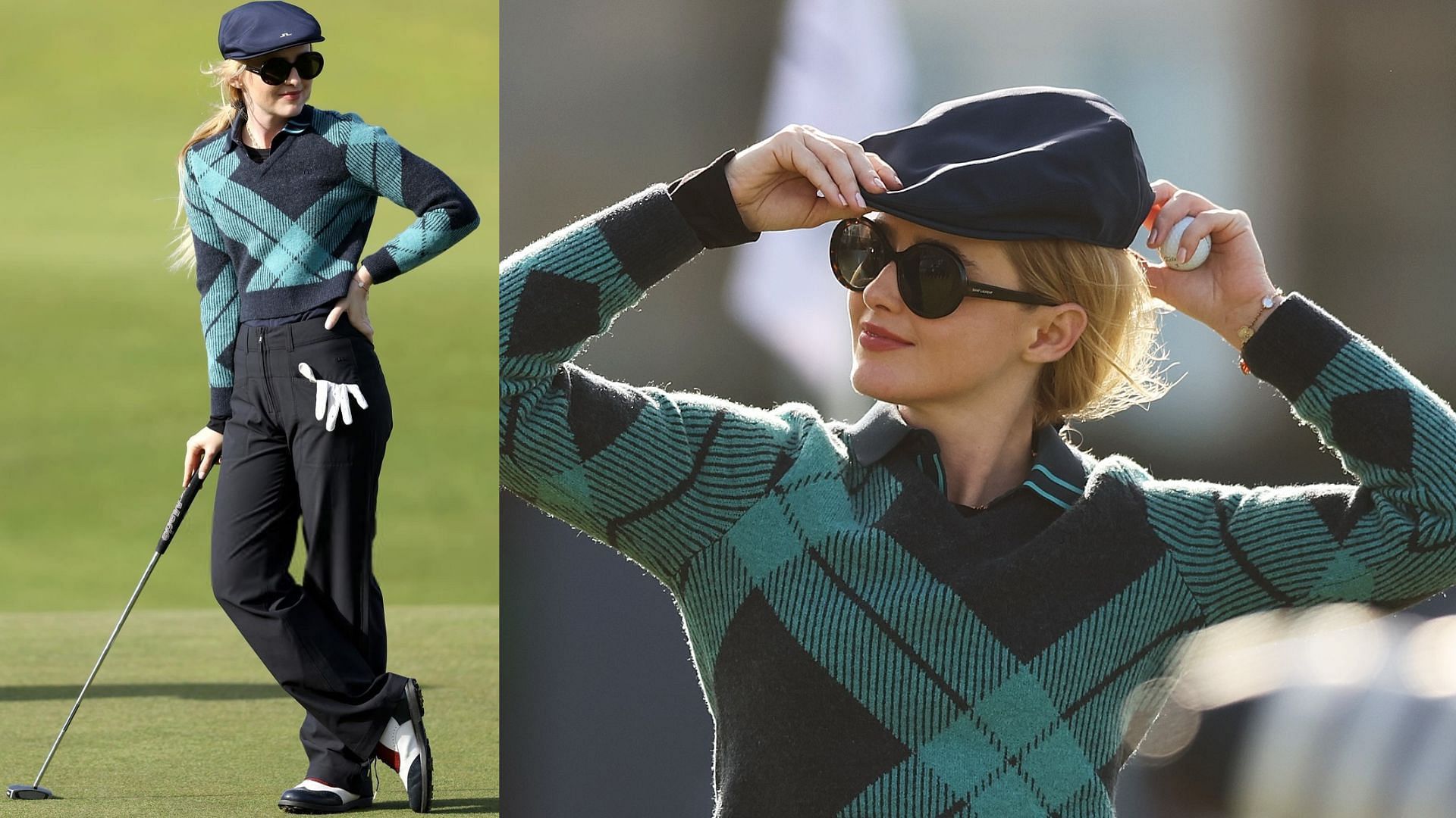  American actress Kathryn Newton at Alfred Dunhill Links Championship (Images via @dunhilllinks/Instagram and @kathrynnewton/Instagram)