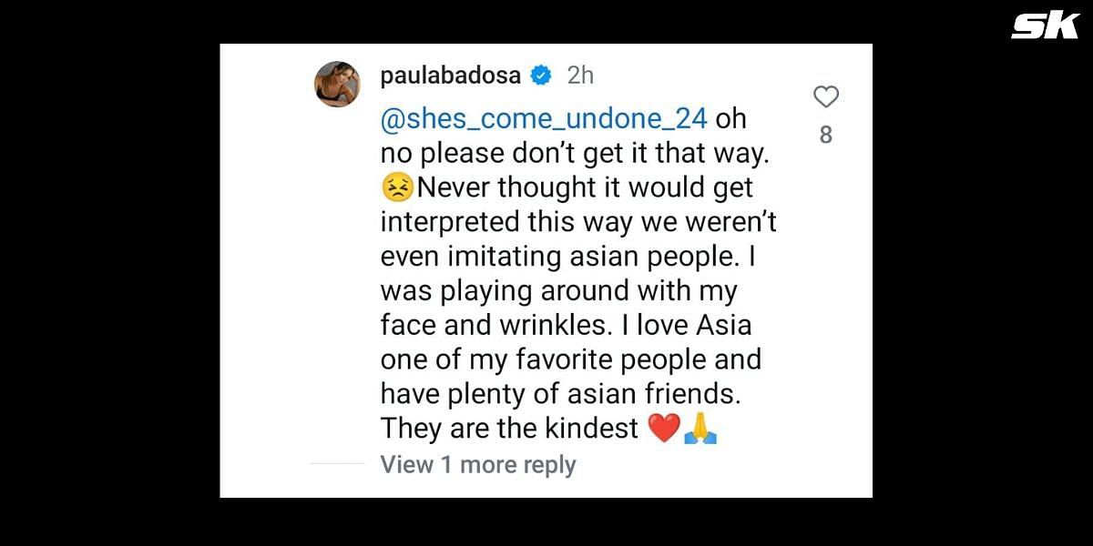 Paula Badosa clarified herself on Instagram about her behavior. (Image credit: Paula Badosa Instagram)