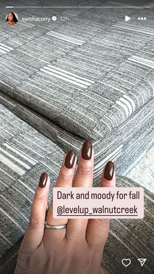 Ayesha Curry shows off newly-painted 'dark and moody' nails for fall season (Image: @ayeshacurry IG)