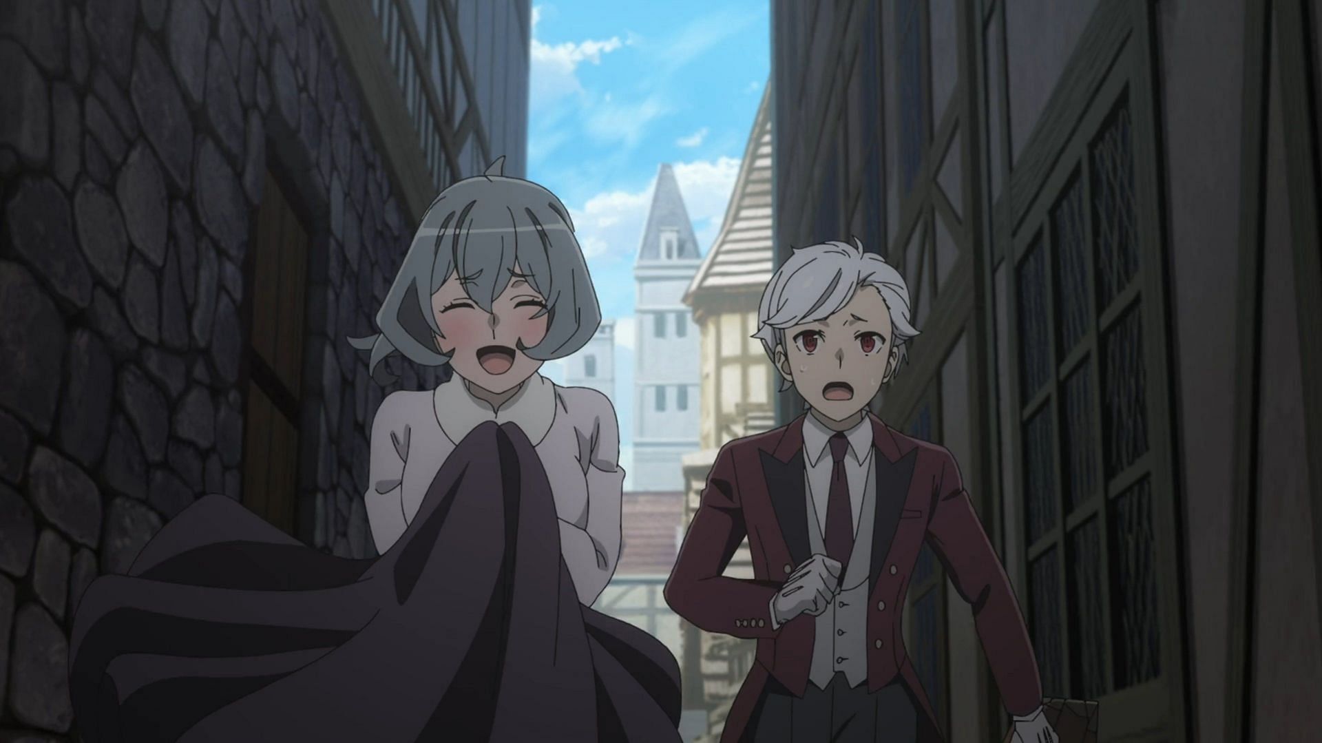 Bell and Syr escape from the Freya Familia (Image via J.C.Staff)