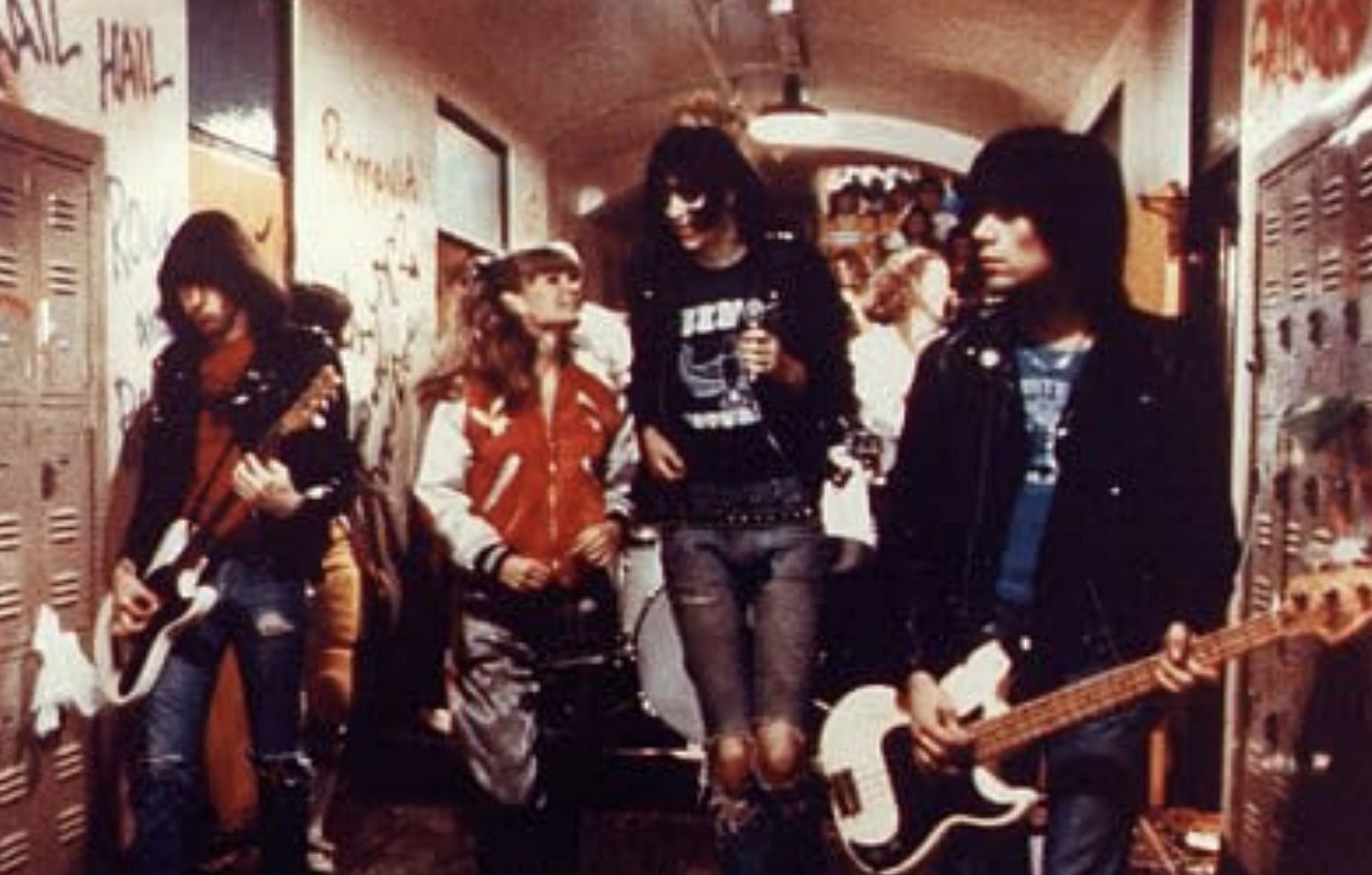 P.J. Soles with The Ramones in Rock 'n' Roll High School (Image via Ramones Productions)