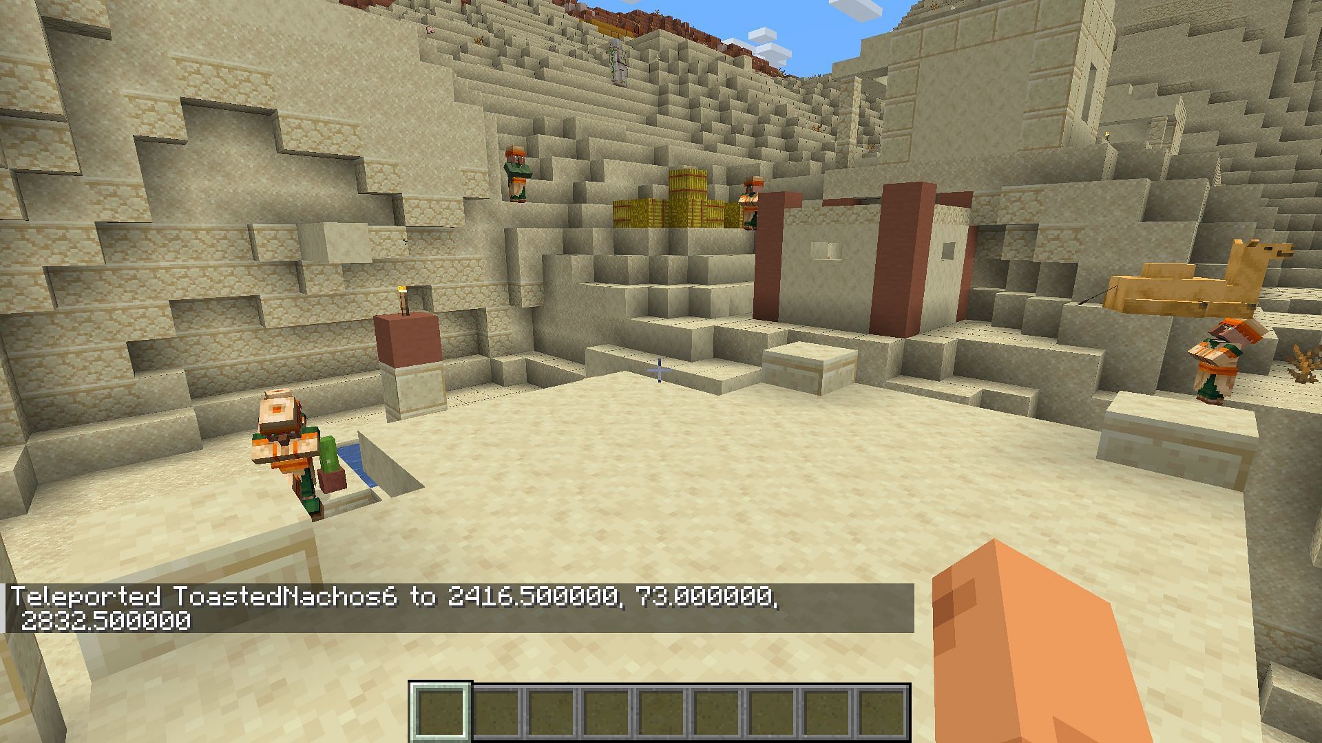 Use the commands to teleport to a village in Minecraft (Image via Mojang Studios)