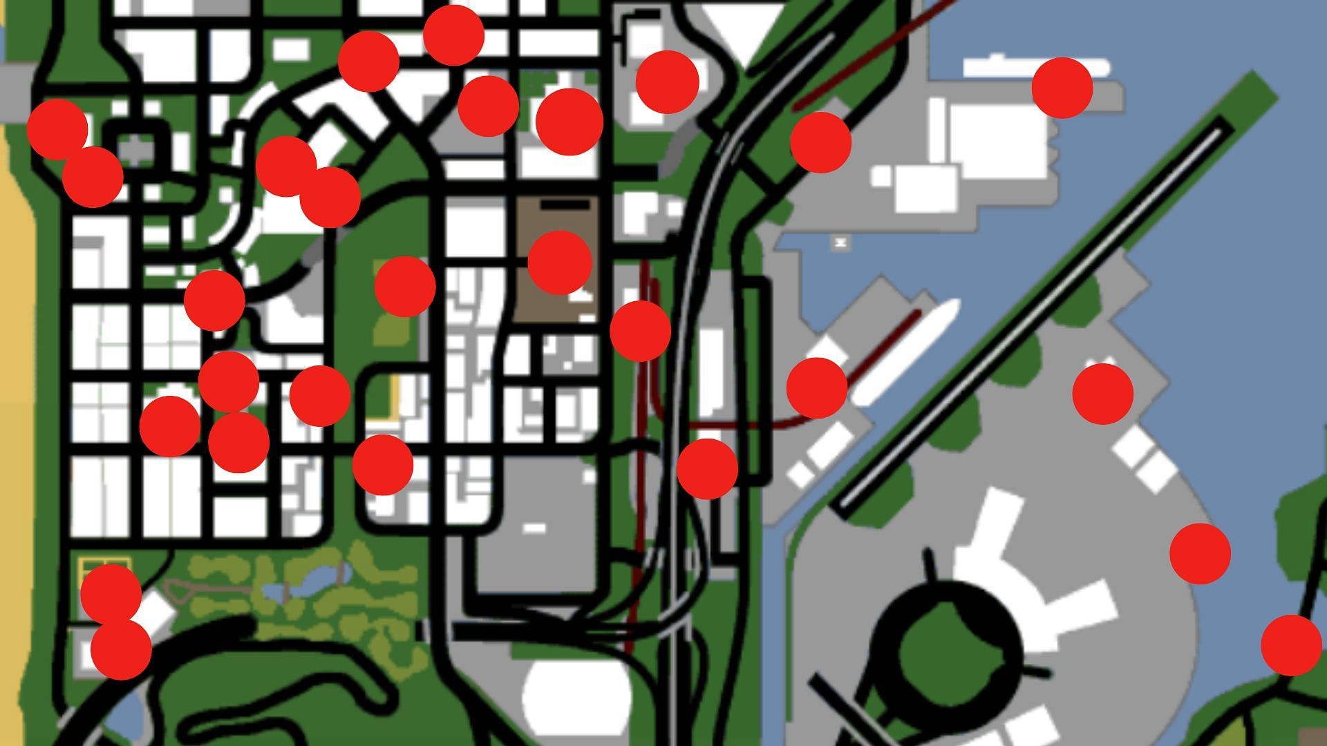 All GTA San Andreas Snapshots locations 2/3 (Image via Rockstar Games || GTA Wiki)