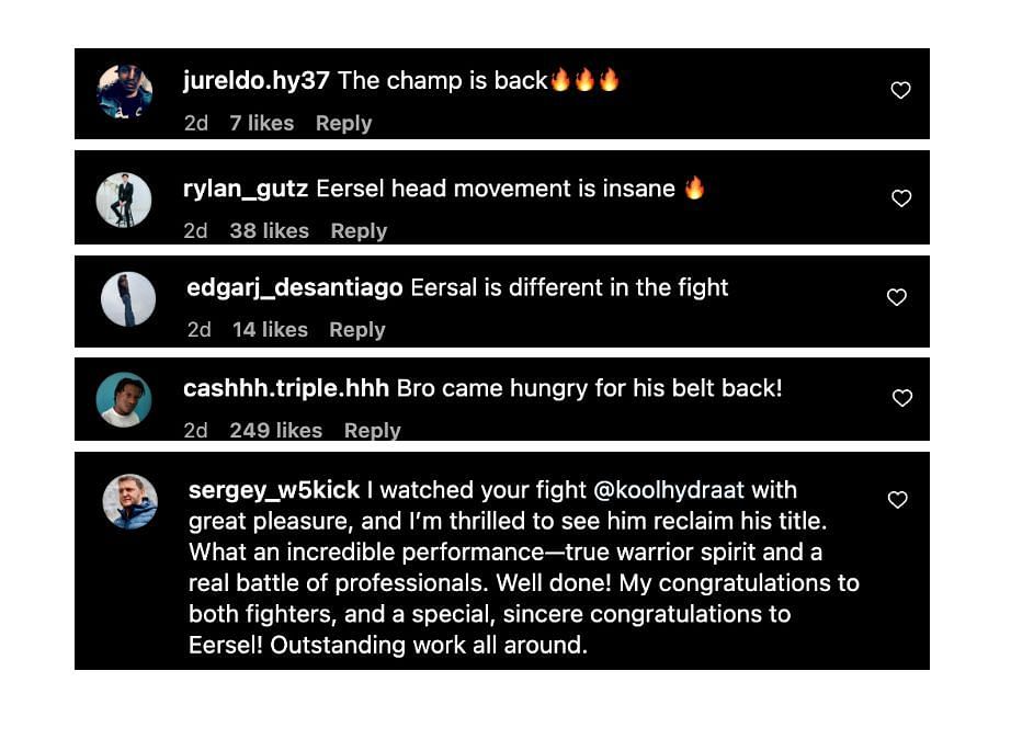 Screenshot of fans&#039; comments. [ONE Championship/Instagram, screenshot]