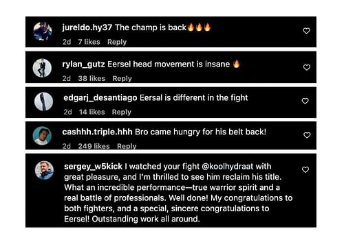 Screenshot of fans' comments. [ONE Championship/Instagram, screenshot]