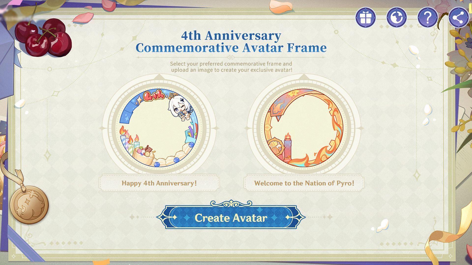 Create your exclusive avatar using either of the two commemorative frames (Image via HoYoverse)