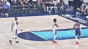 Watch: LeBron James and Bronny James pick up Suns full court in first shared possession as father-son duo make history