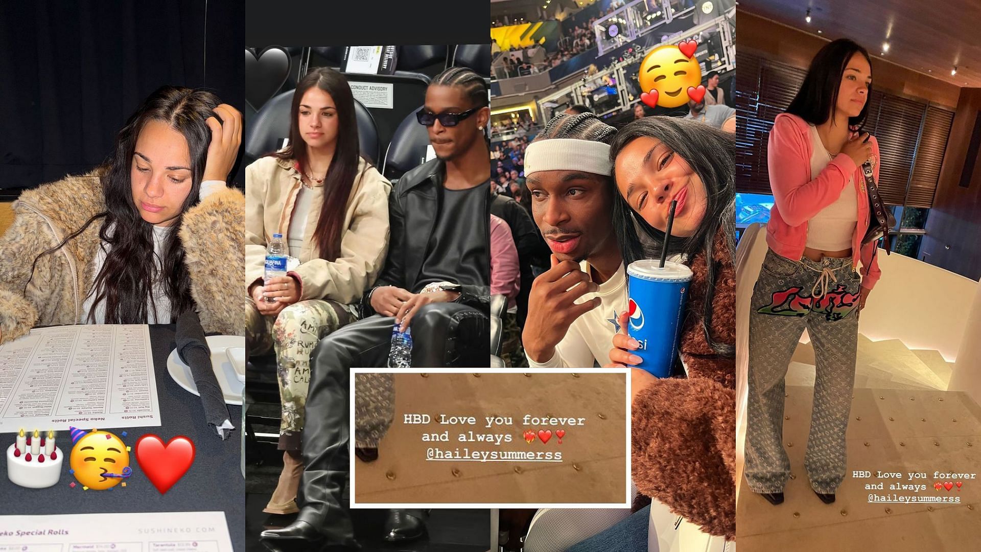 OKC Thunder star Shai Gilgeous-Alexander shares a photo dump with wife Hailey Summers as he wishes her a happy birthday via his IG stories (Photos from @shai/ IG)