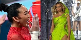 "The fear in Suni Lee’s eyes"; "Two queens in one frame" - Fans react to the gymnast sharing a hug with Beyonce at Glamour Women of the Year awards