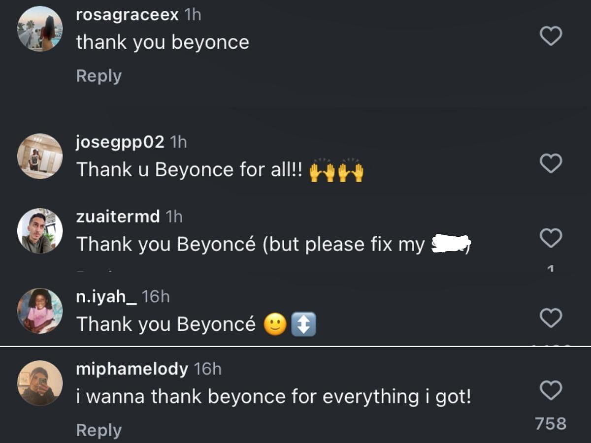 Fans react to Queen Bey&#039;s post with popular phrase (Image via Instagram/ @beyonce)