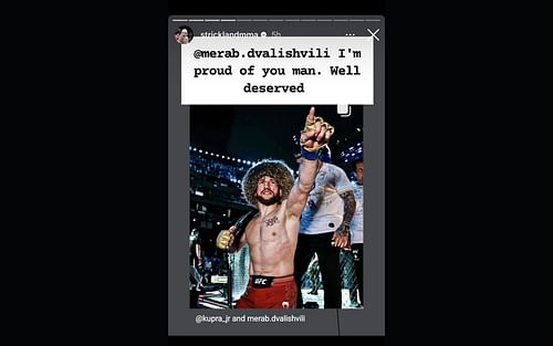 Screenshot of Sean Strickland's Instagram Stories post about Merab Dvalishvili