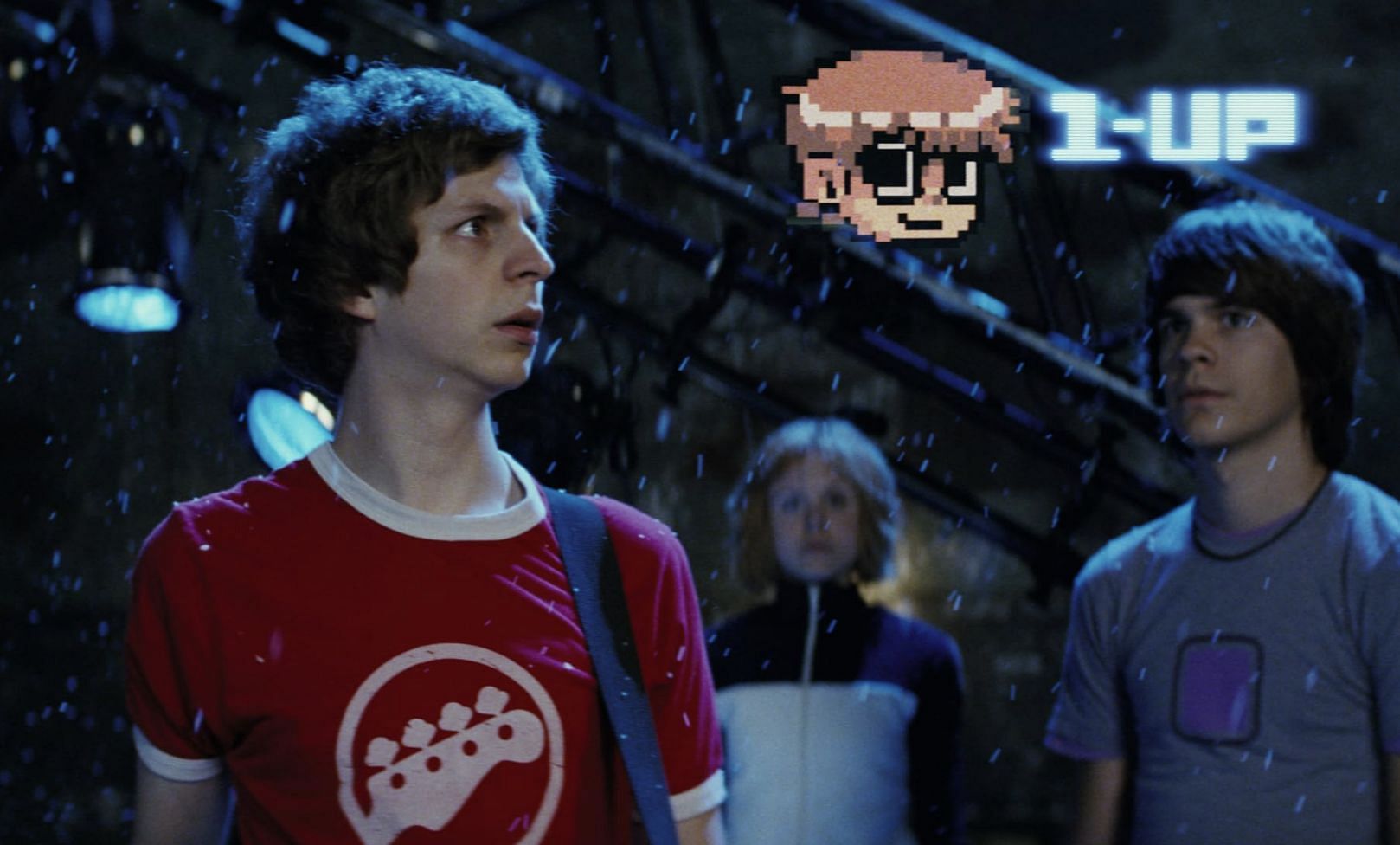 Michael Cera, Alison Pill, and Johnny Simmons in Scott Pilgrim vs. the World (Image via Universal Pictures, Big Talk Productions)