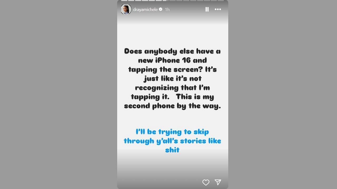 Draya Michele speaks about technical difficulties on her IG story. (Credits: @drayamichele/Instagram)