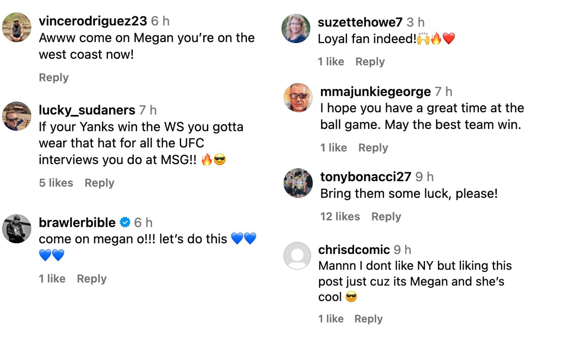 Fans react to Megan Olivi&#039;s recent post. [Screenshot courtesy: @meganolivi via. Instagram]