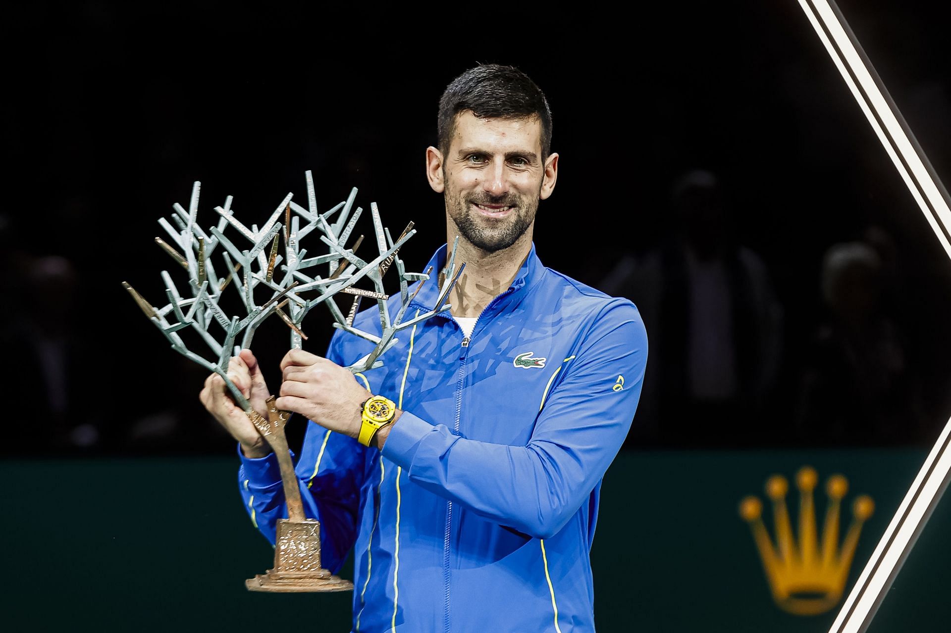 Novak Djokovic with the 2023 Paris Masters trophy [Source: Getty]