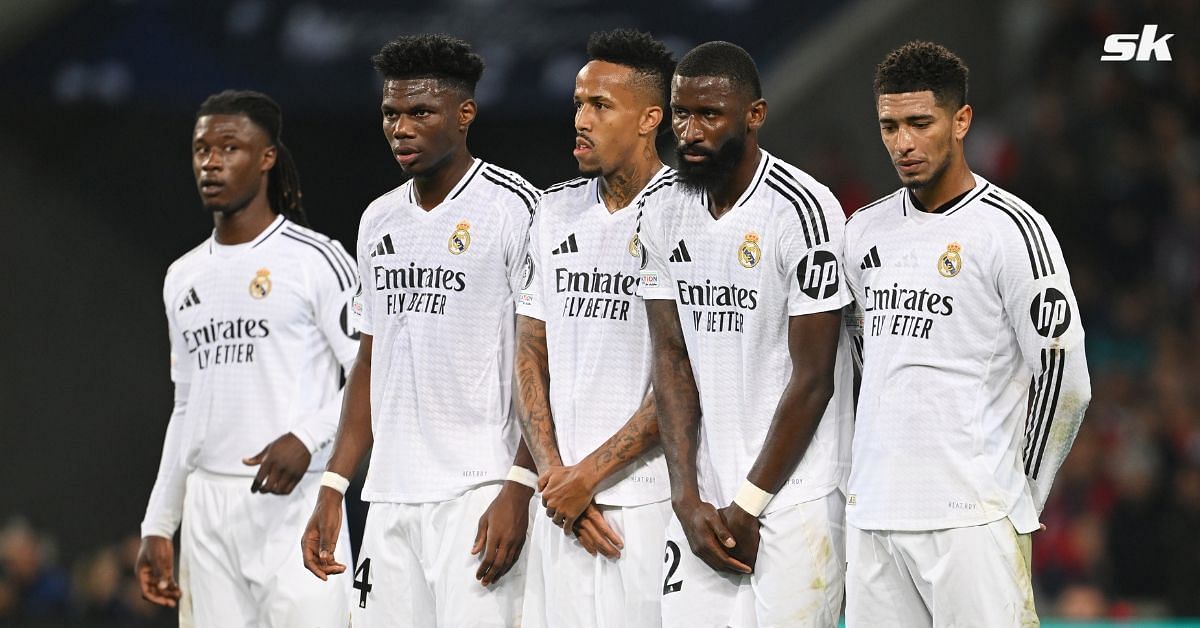 Real Madrid players lineup for a freekick (Image: Getty)