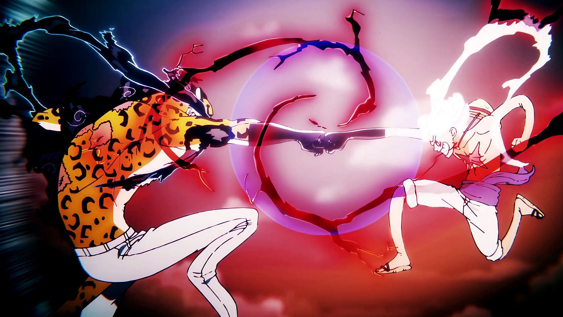 A clash of Armament Haki between Rob Lucci and Monkey D. Luffy (Image via Toei Animation)