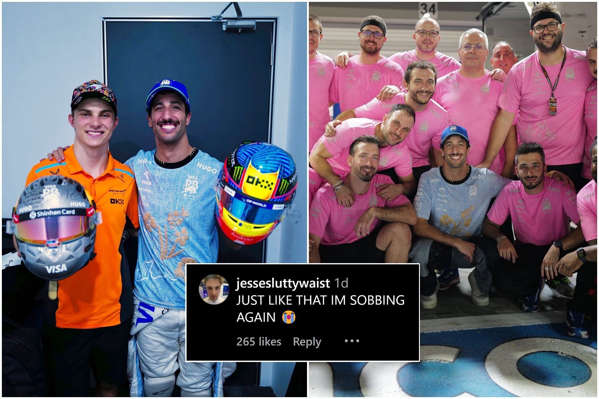 Fans react to heartwarming pictures by Daniel Ricciardo on his last race at the 2024 F1 Singapore Grand Prix (Image via Instagram/danielricciardo)