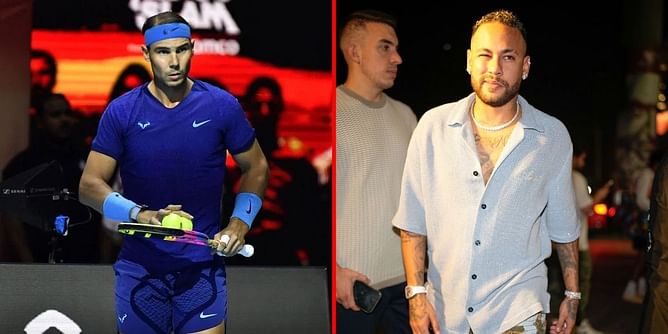 WATCH: Rafael Nadal gifts racket to Neymar Jr; Brazilian soccer icon excitedly shows off the prized possession after special meeting at Six Kings Slam
