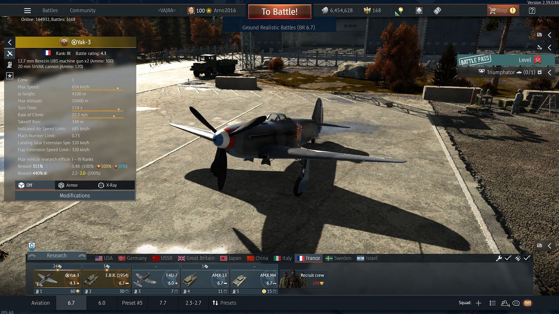 The French Yak-3 in War Thunder (Image via Gaijin Entertainment)