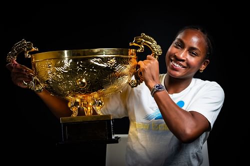 Coco Gauff with her China Open trophy (Source: Getty)