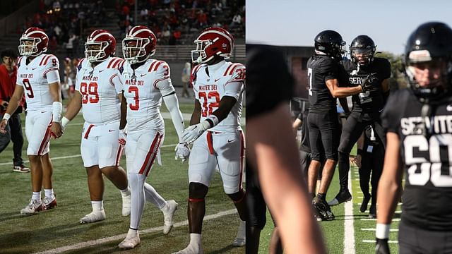 Mater Dei and Servite (Images via Instagram/Mater Dei Football and Servite Friars Football)