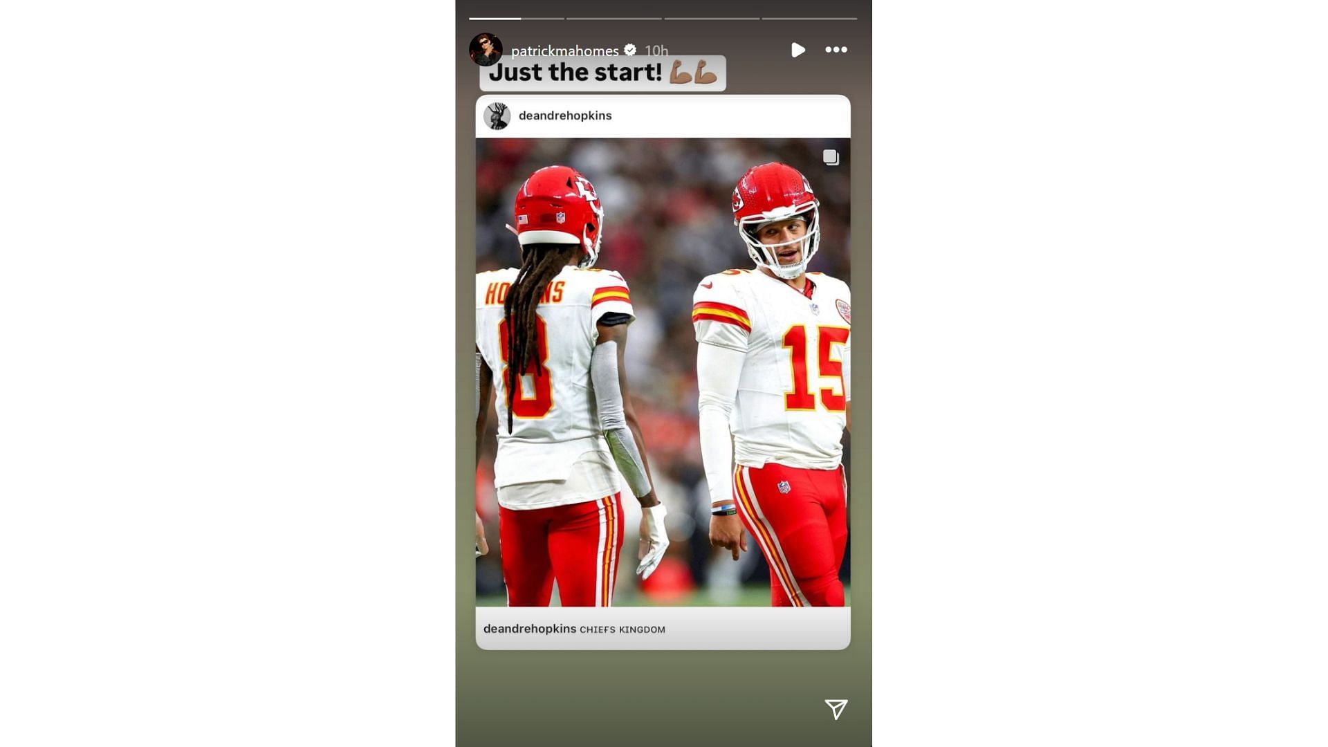 Patrick Mahomes sends warning after DeAndre Hopkins&#039; debut with KC Chiefs [Image credit: @patrickmahomes IG]