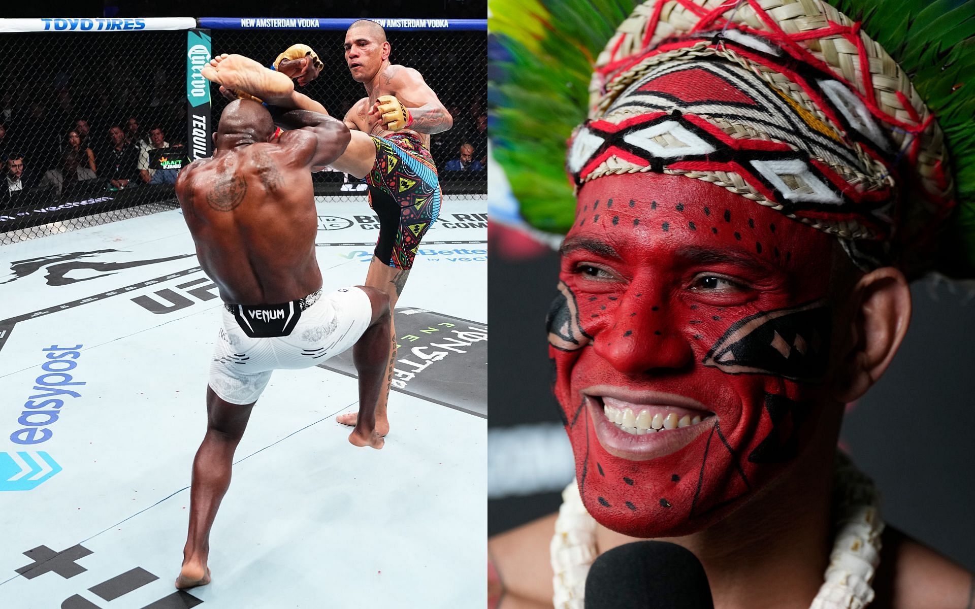 The UFC 307 fight between Alex Pereira and Khalil Rountree Jr. (far left) ended in a knockout victory for Pereira (second from left and right) [Images courtesy: Getty Images]