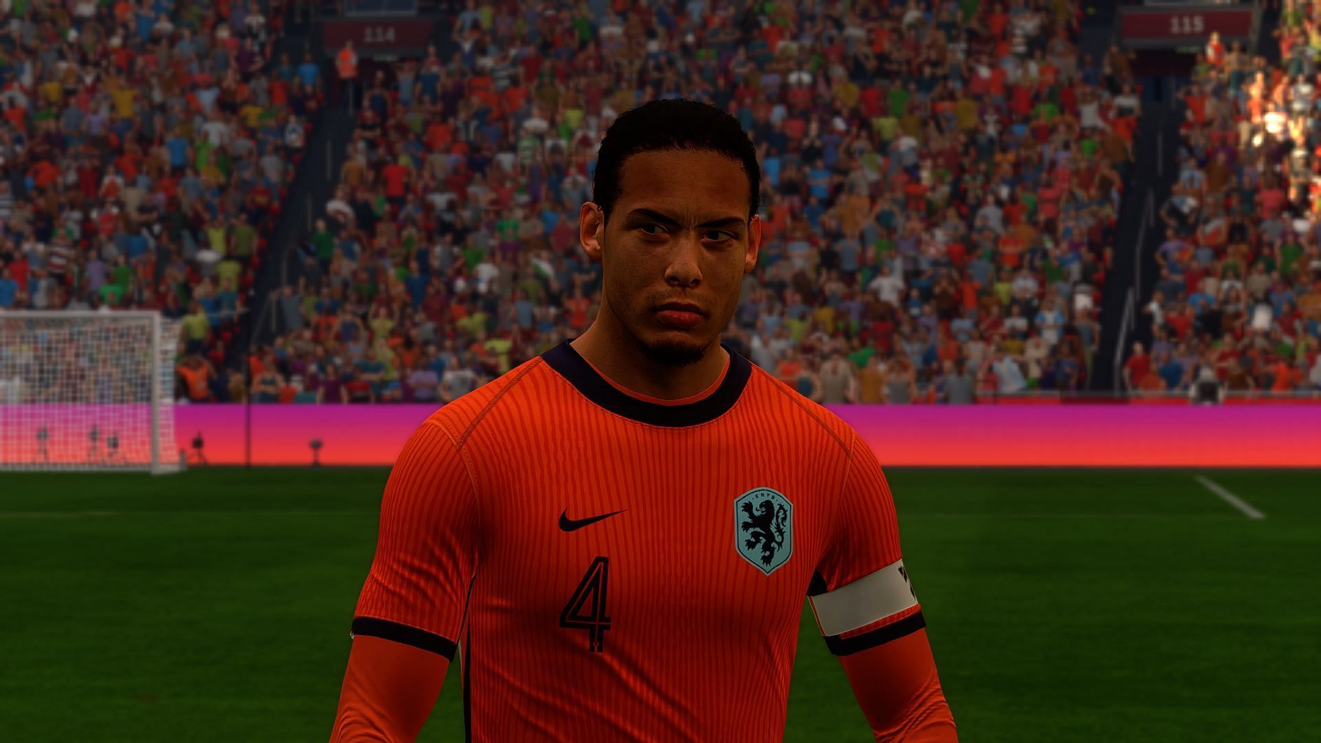 Virgil Van Dijk as the captain of the Netherlands squad (Image via EA Sports)