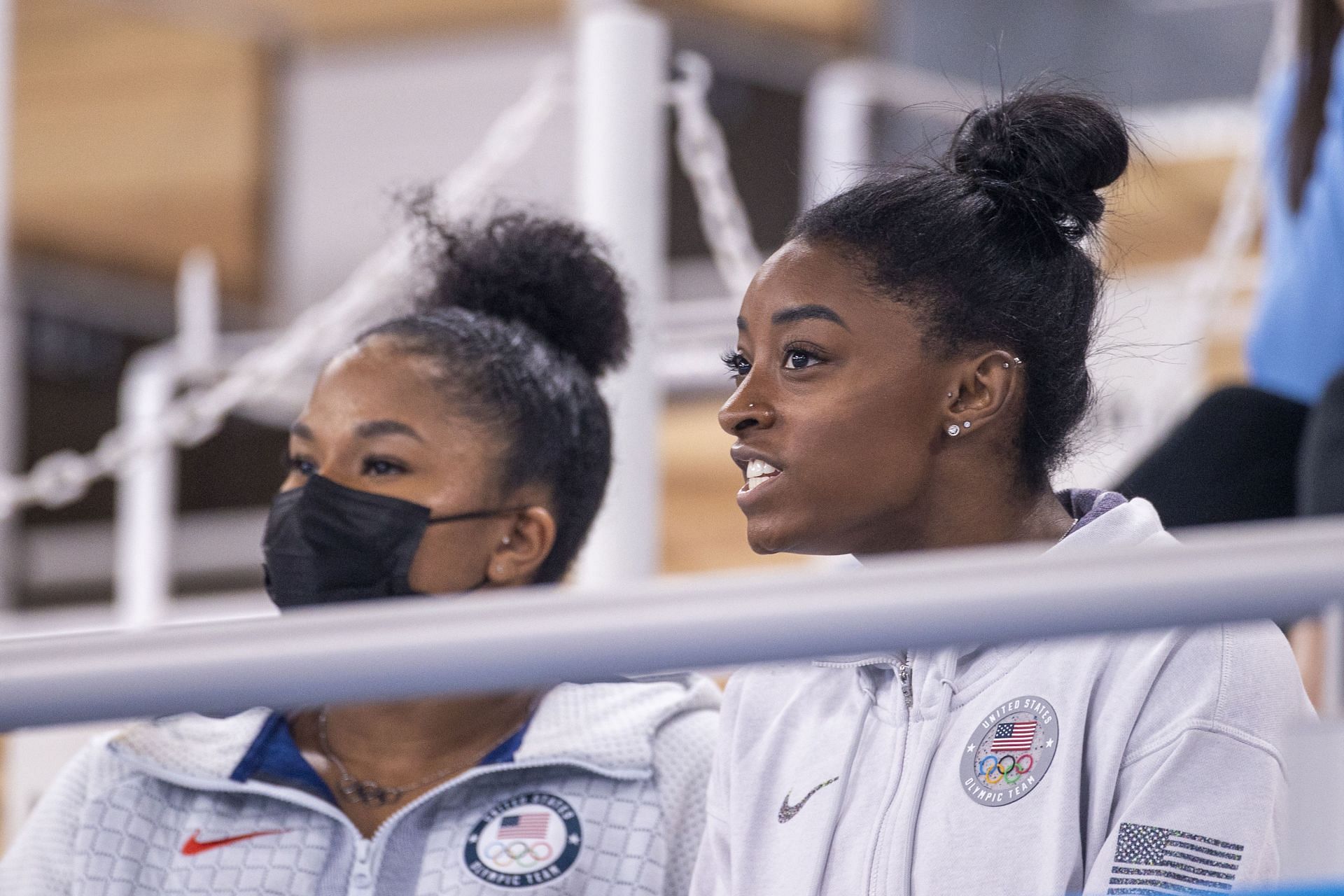 Simone Biles and Jordan Chiles. (Photo by Tim Clayton/Corbis via Getty Images)