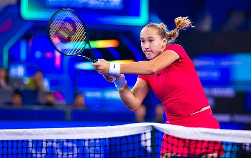 Mirra Andreeva in action at the 2024 Wuhan Open (Image Source: Getty)