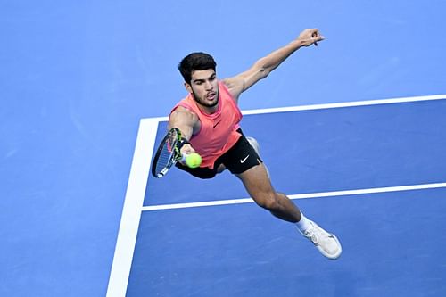 Carlos Alcaraz (pictured) will take on Gael Monfils on the Stadium Court. (Source: Getty)