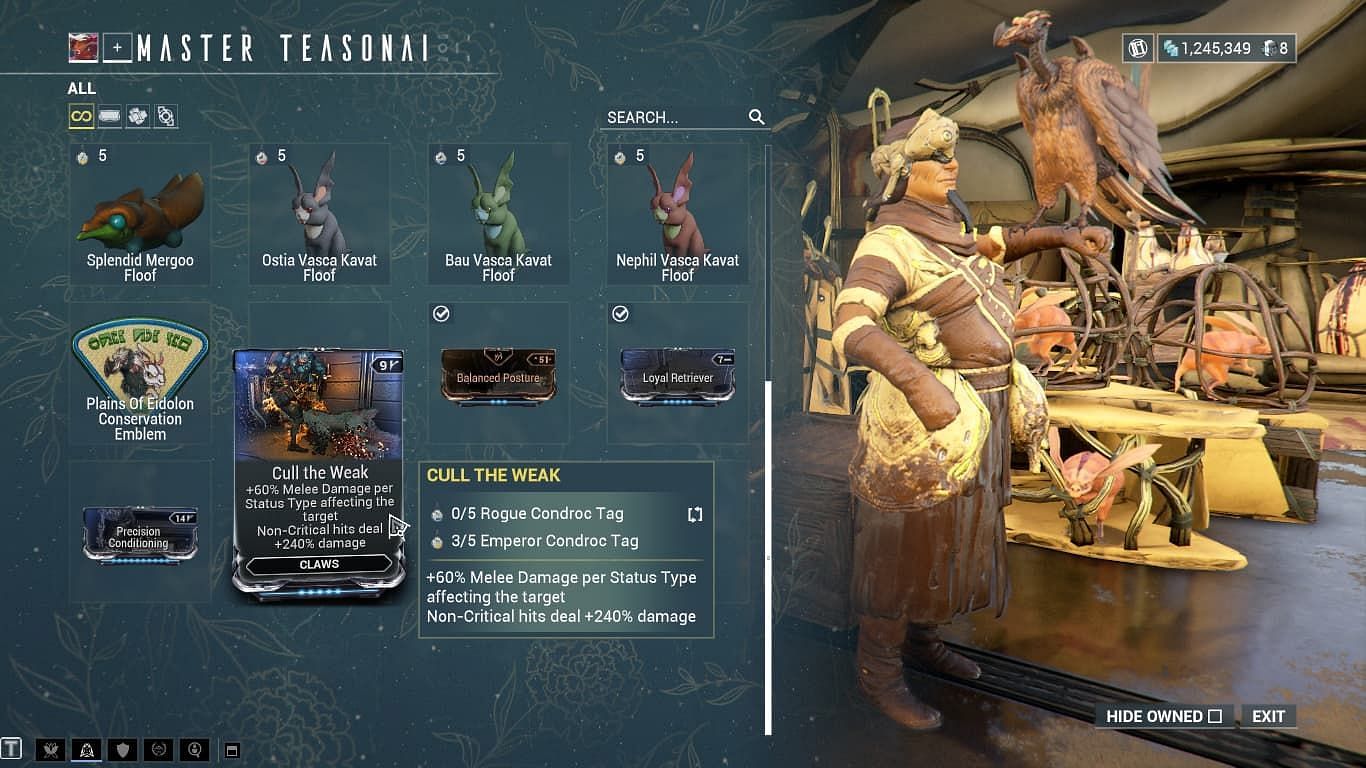 All conservation vendors have new stock in Warframe (Image via Digital Extremes)